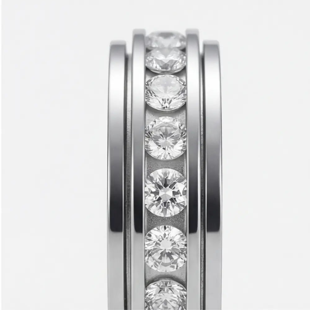 Spinner Ring Rotating Zirconia Band Hypoallergenic Titanium Steel