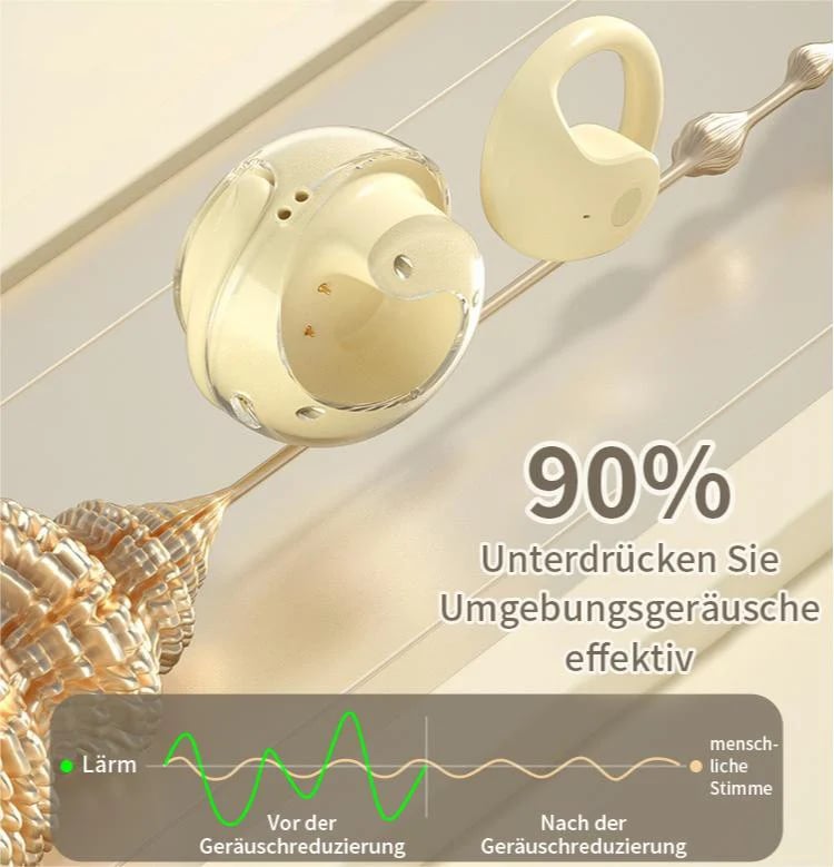Sports Bluetooth Earbuds Silicone Ear Hooks 36-Hour Battery
