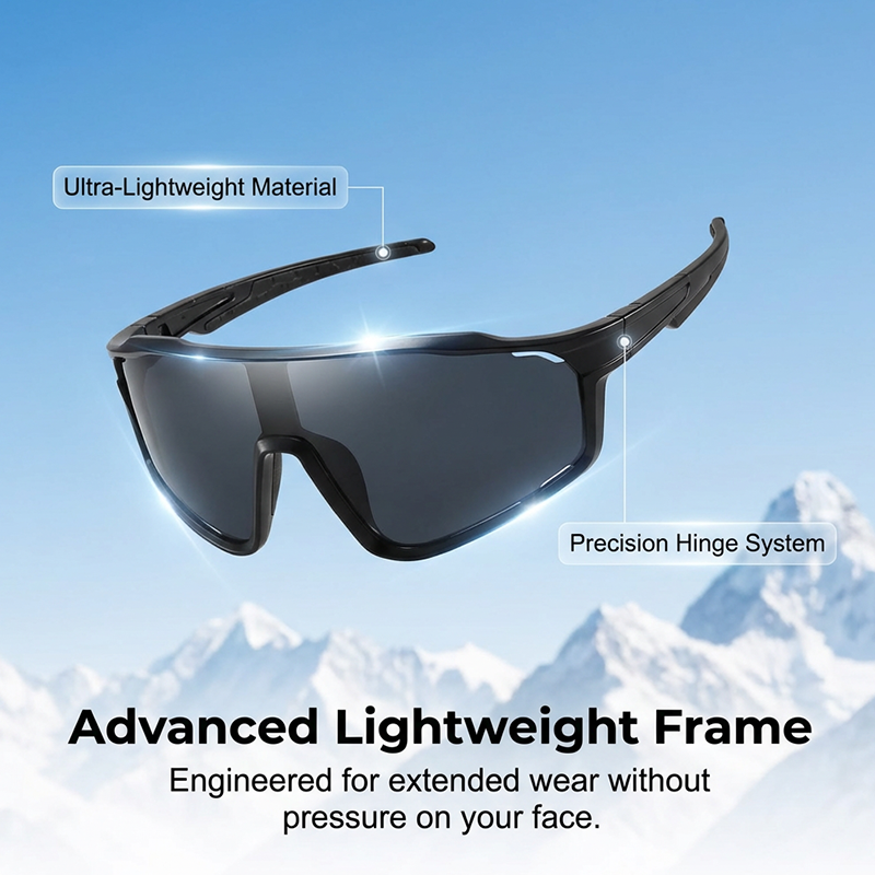 Sports Sunglasses Photochromic Lenses Rimless Panoramic View