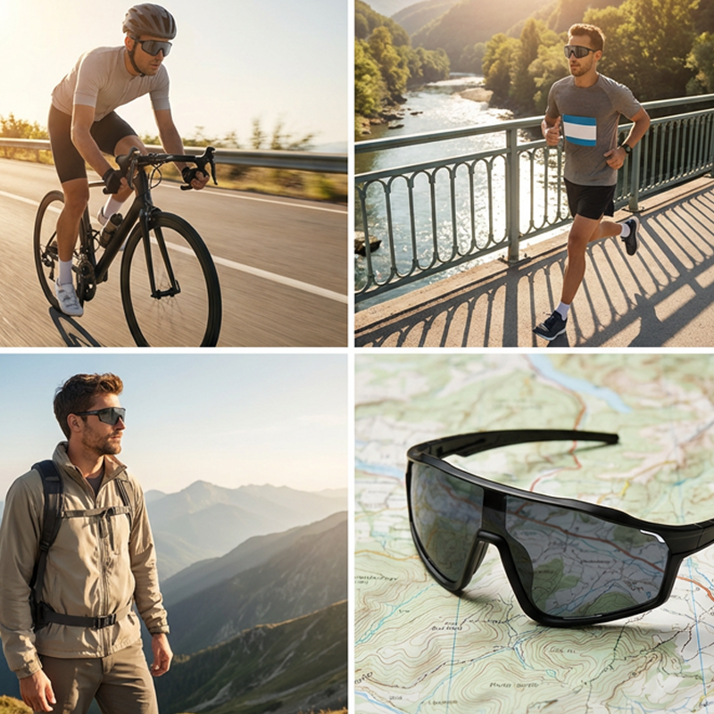 Sports Sunglasses Photochromic Lenses Rimless Panoramic View