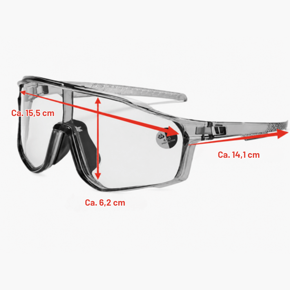 Sports Sunglasses Photochromic Lenses Rimless Wide-View Shatterproof Polycarbonate