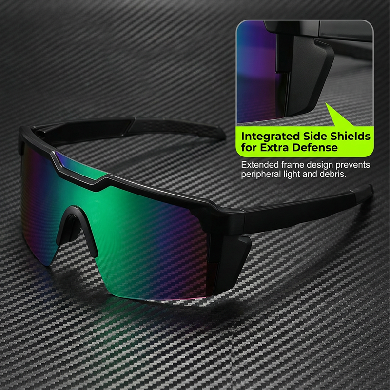 Sports Sunglasses UV400 Mirrored Windproof Side Shields