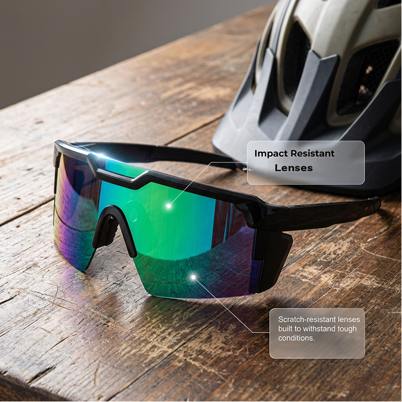 Sports Sunglasses UV400 Mirrored Windproof Side Shields