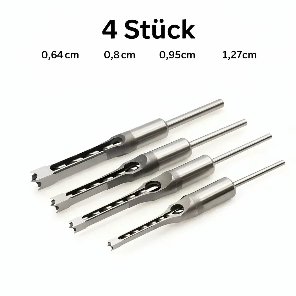Square Hole Drill Bit High-Speed Steel Set of 4