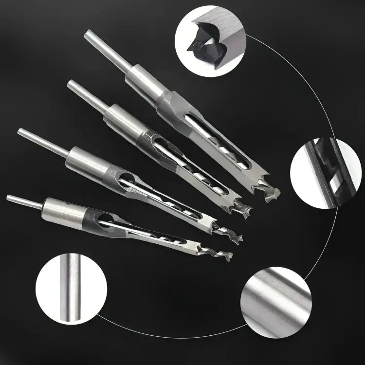 Square Mortise Drill Bit Set Carbon Steel CNC-Milled