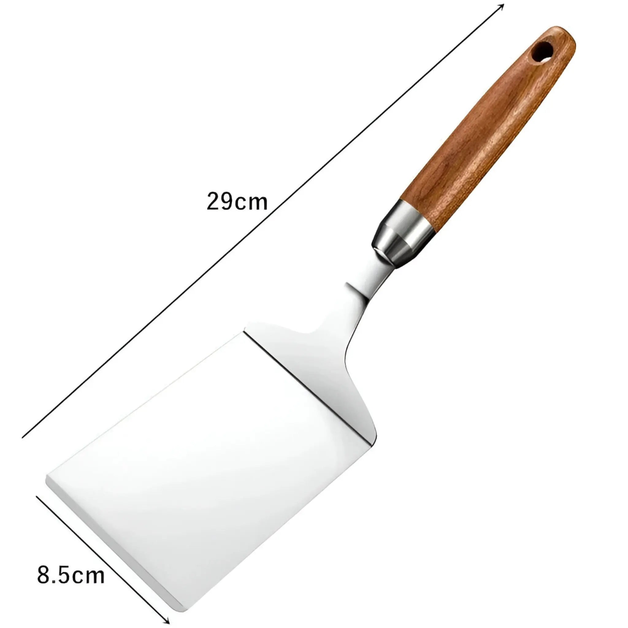 Square Spatula Thin Sharp Edge Stainless Steel Wooden Handle