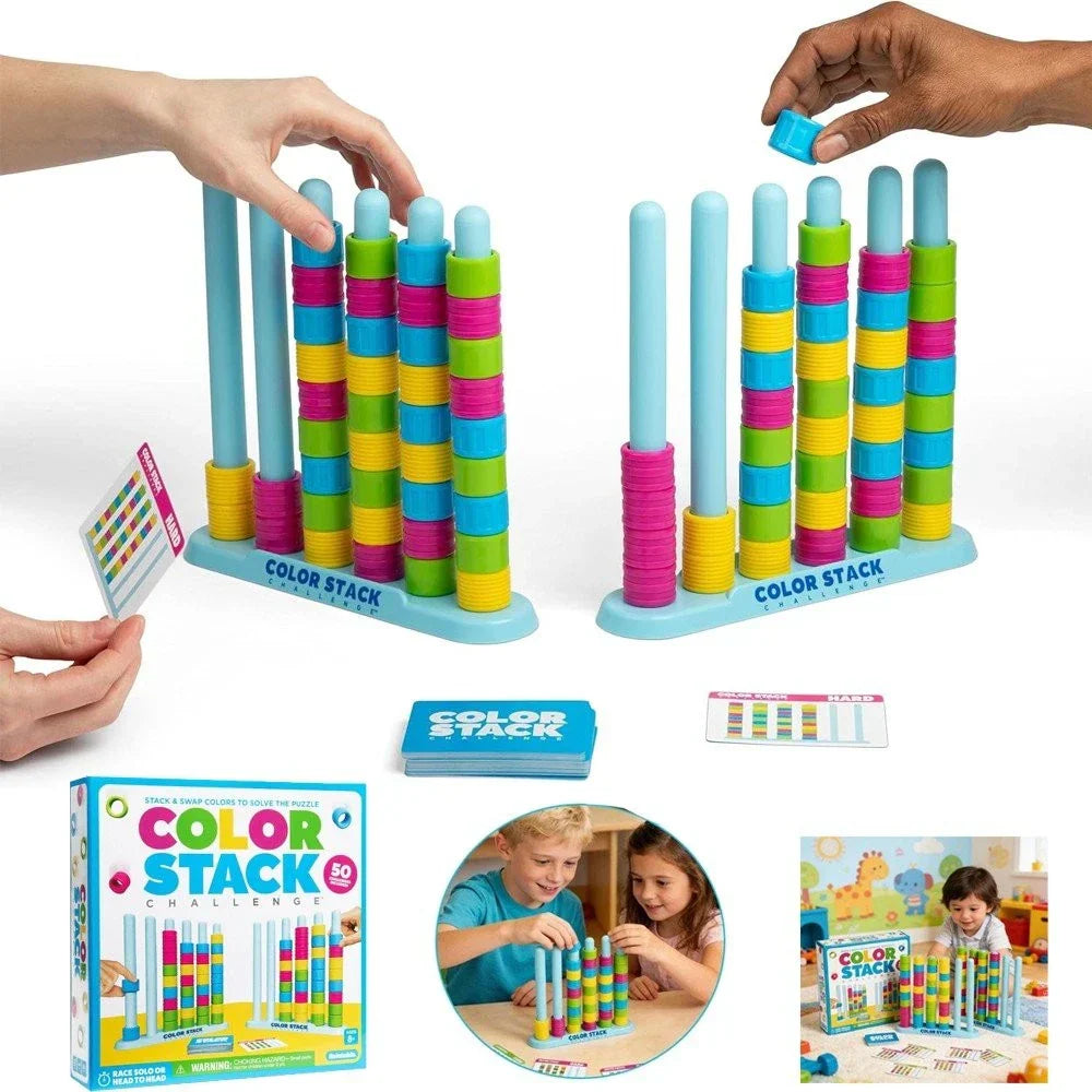 Stacking Game Simultaneous Play 50 Cards & Multicolor Rings
