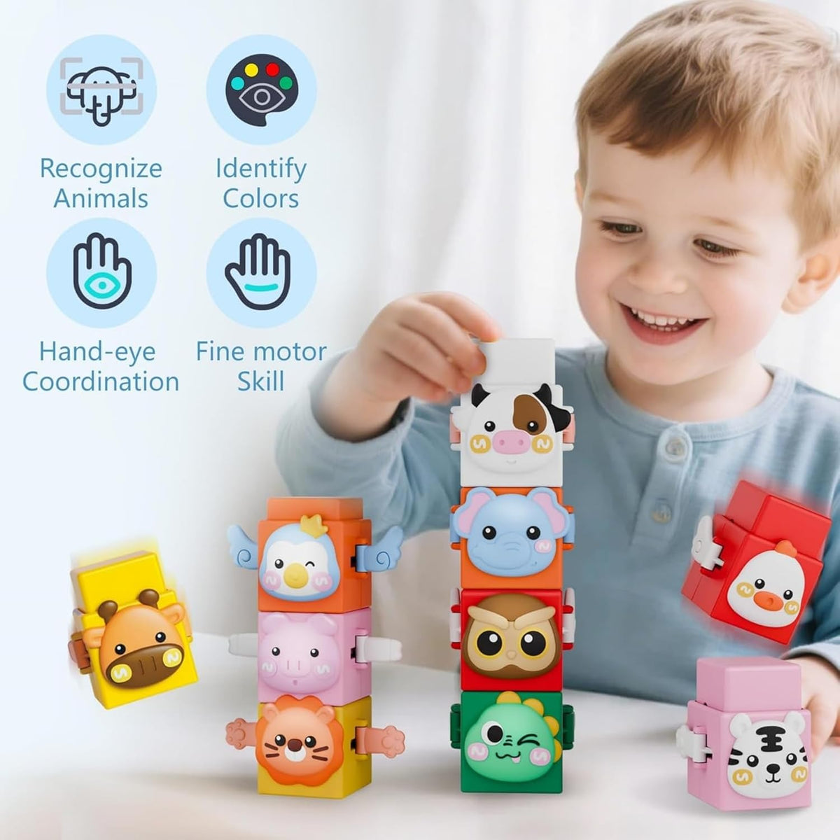 Stacking Toy Colorful Animal Figures Non-Toxic