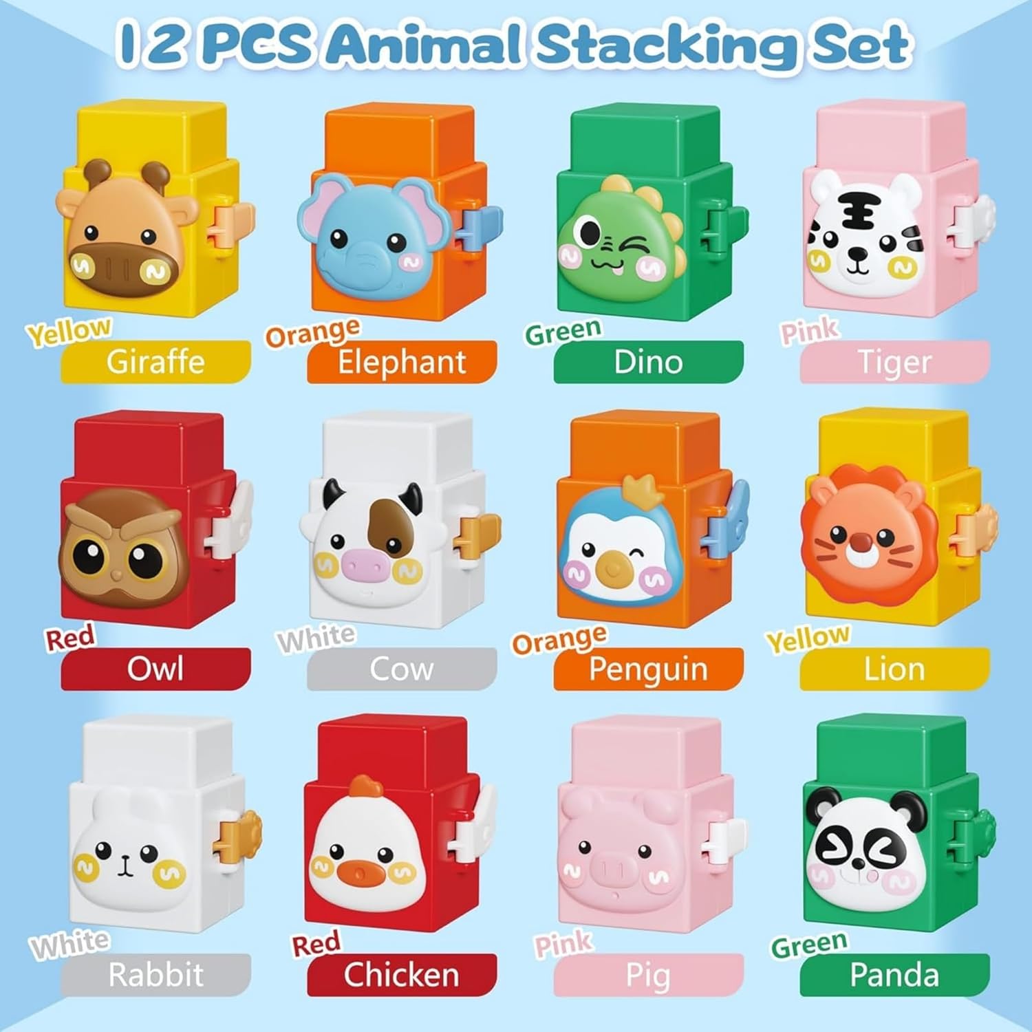 Stacking Toy Colorful Animal Figures Non-Toxic
