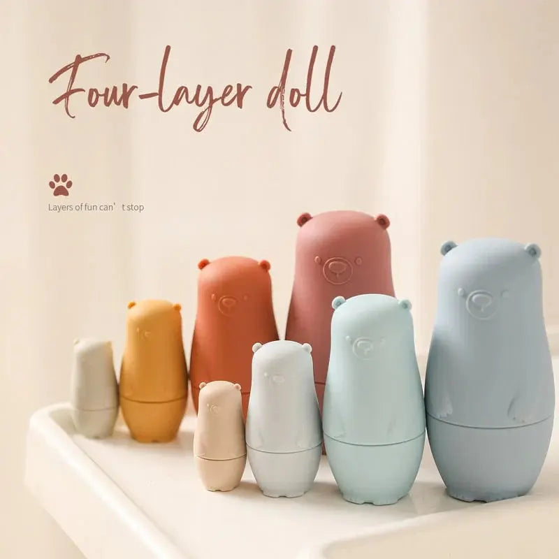 Stacking Toy Set 4-Piece Food-Grade Silicone Teething-Friendly
