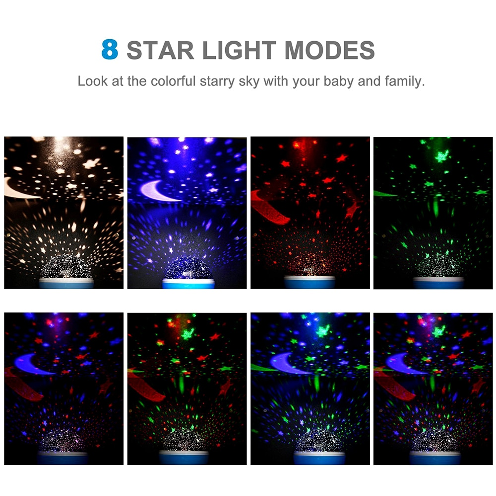 Star Projector Cordless LED Rotating Moon & Stars