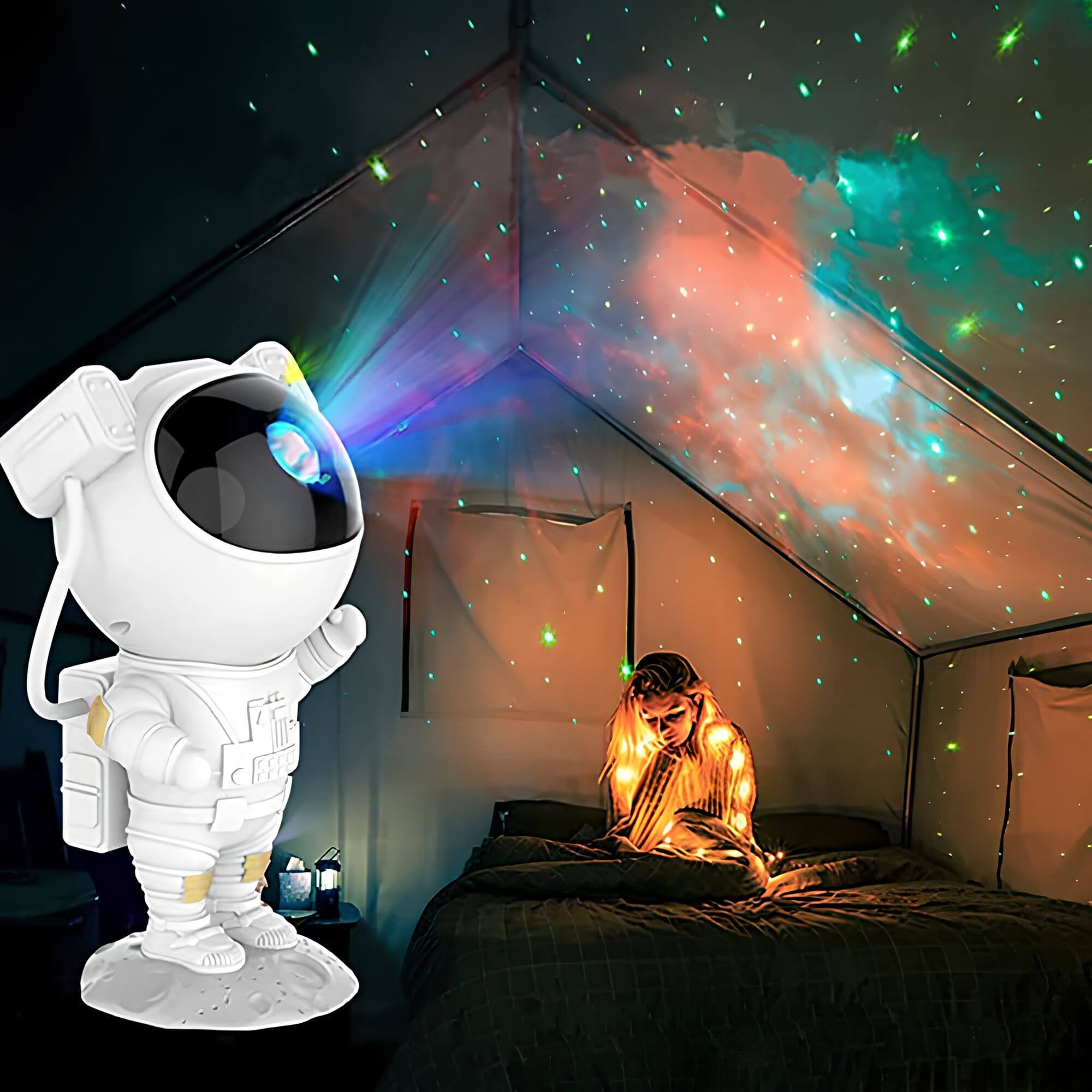 Star Projector Lamp Astronaut Design RGB LED Remote Control