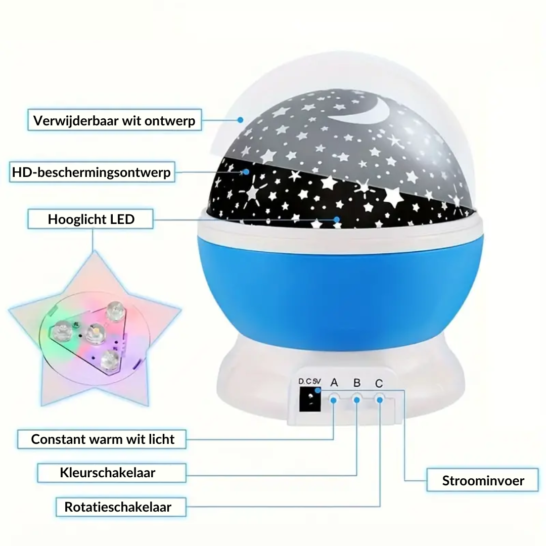 Star Projector Night Lamp Soothing Projection USB Rechargeable