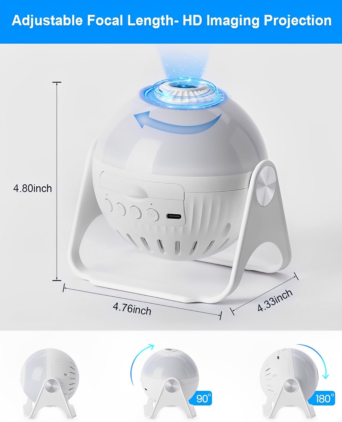 Star Projector Rotating USB Rechargeable Adjustable Focus