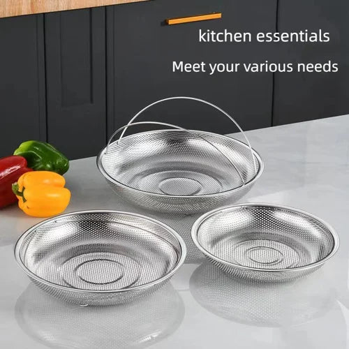 Steamer Basket Stainless Steel Ergonomic Handle & Fine Filter