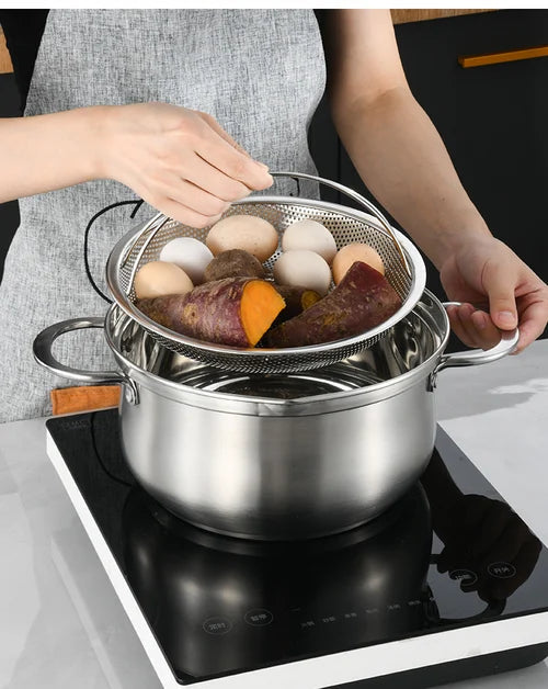 Steamer Basket Stainless Steel Ergonomic Handle & Fine Filter
