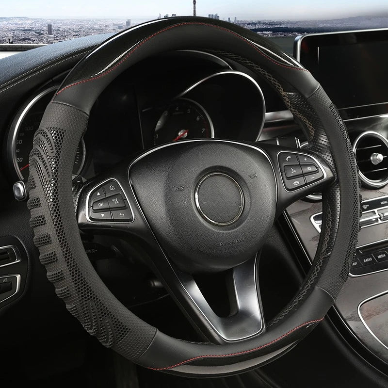 Steering Wheel Cover Honeycomb Non-Slip Fits 38 cm