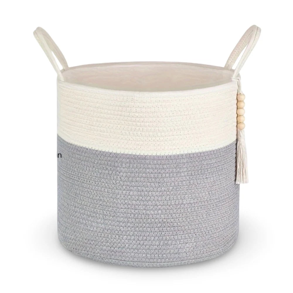 Storage Basket Handcrafted Macrame Cotton Rope Reinforced Handles