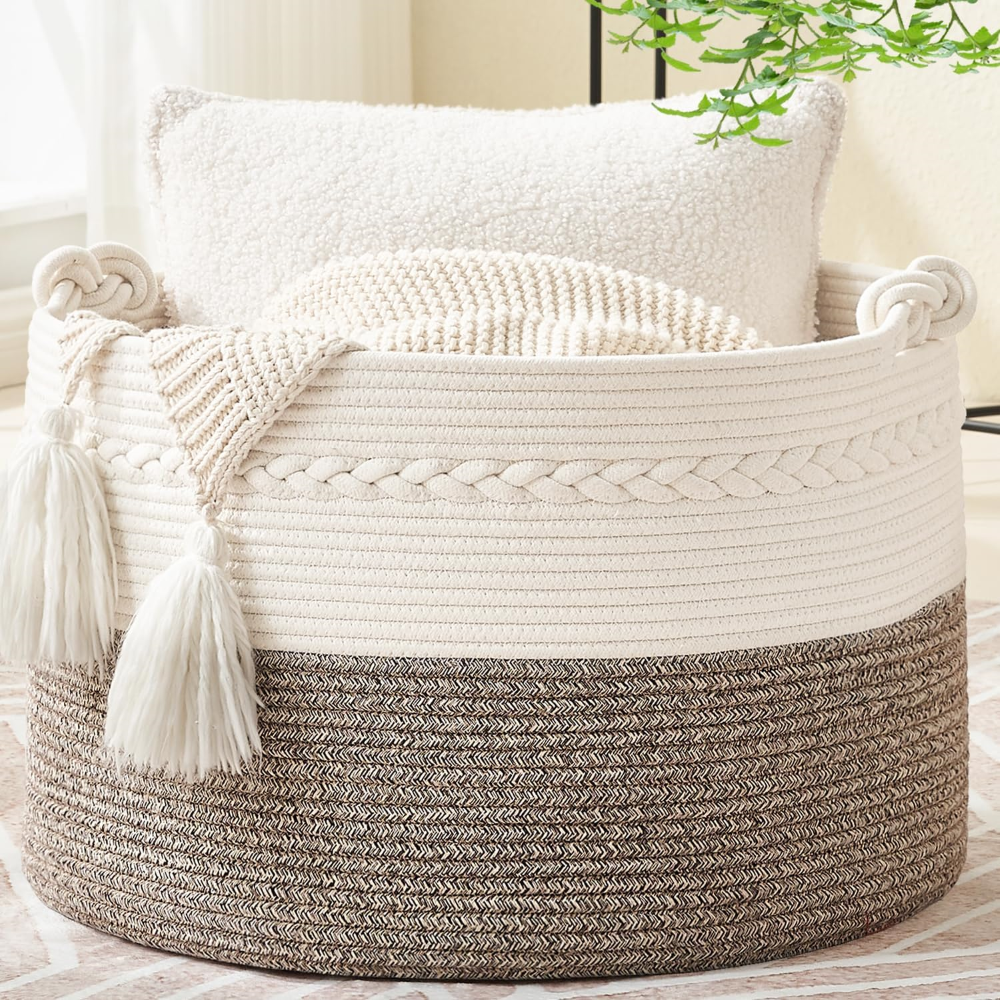 Storage Basket Large Cotton Rope Handles