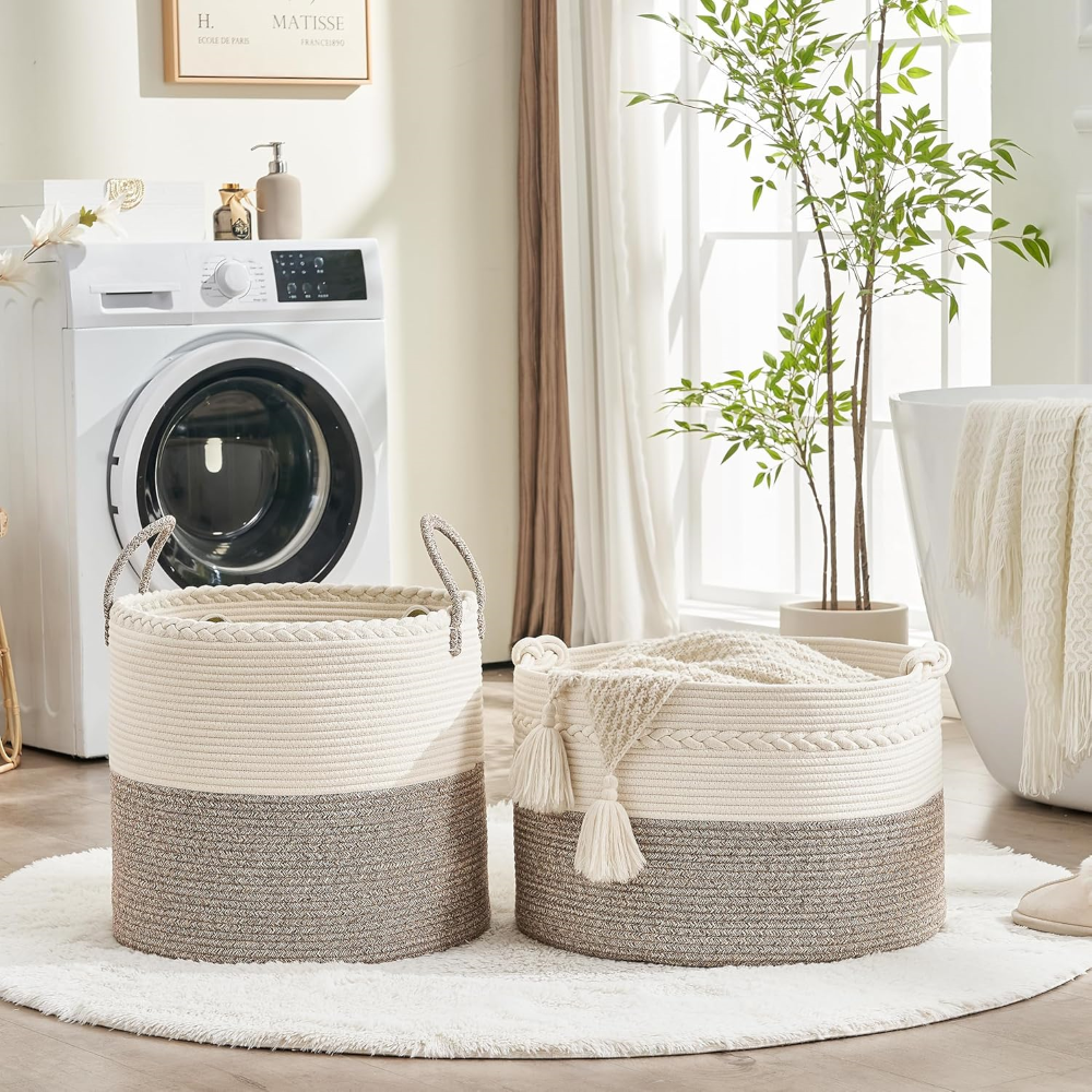 Storage Basket Large Cotton Rope Handles