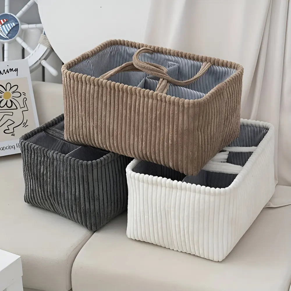 Storage Basket Multiple Compartments & Sturdy Handles