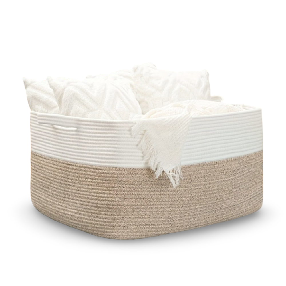 Storage Basket Rectangular 11.9-Gallon Reinforced Handles