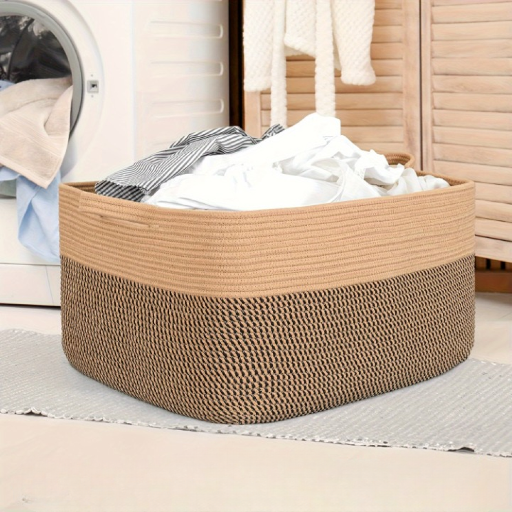 Storage Basket Rectangular 11.9-Gallon Reinforced Handles