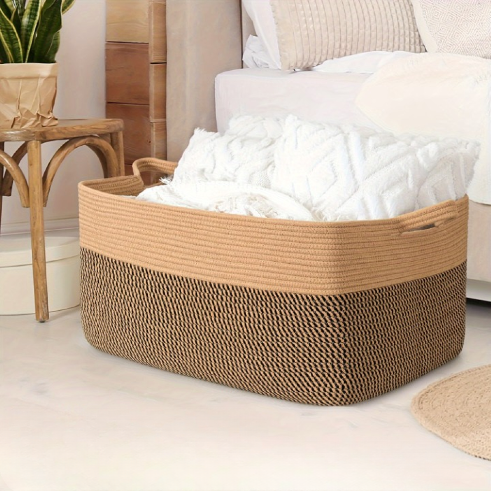 Storage Basket Rectangular 11.9-Gallon Reinforced Handles