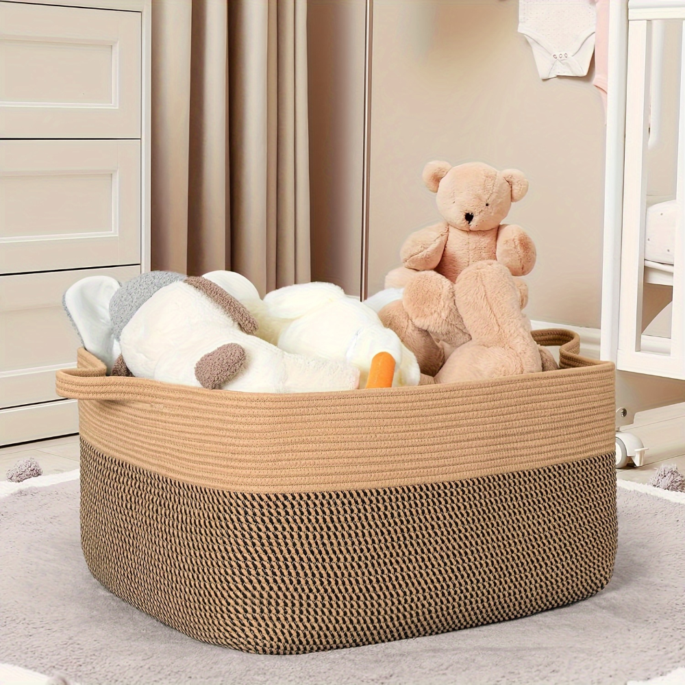 Storage Basket Rectangular 11.9-Gallon Reinforced Handles