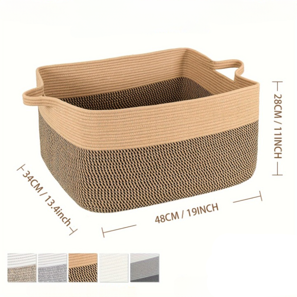 Storage Basket Rectangular 11.9-Gallon Reinforced Handles
