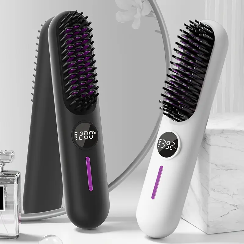 Straightening Brush Cordless Ceramic LED Display