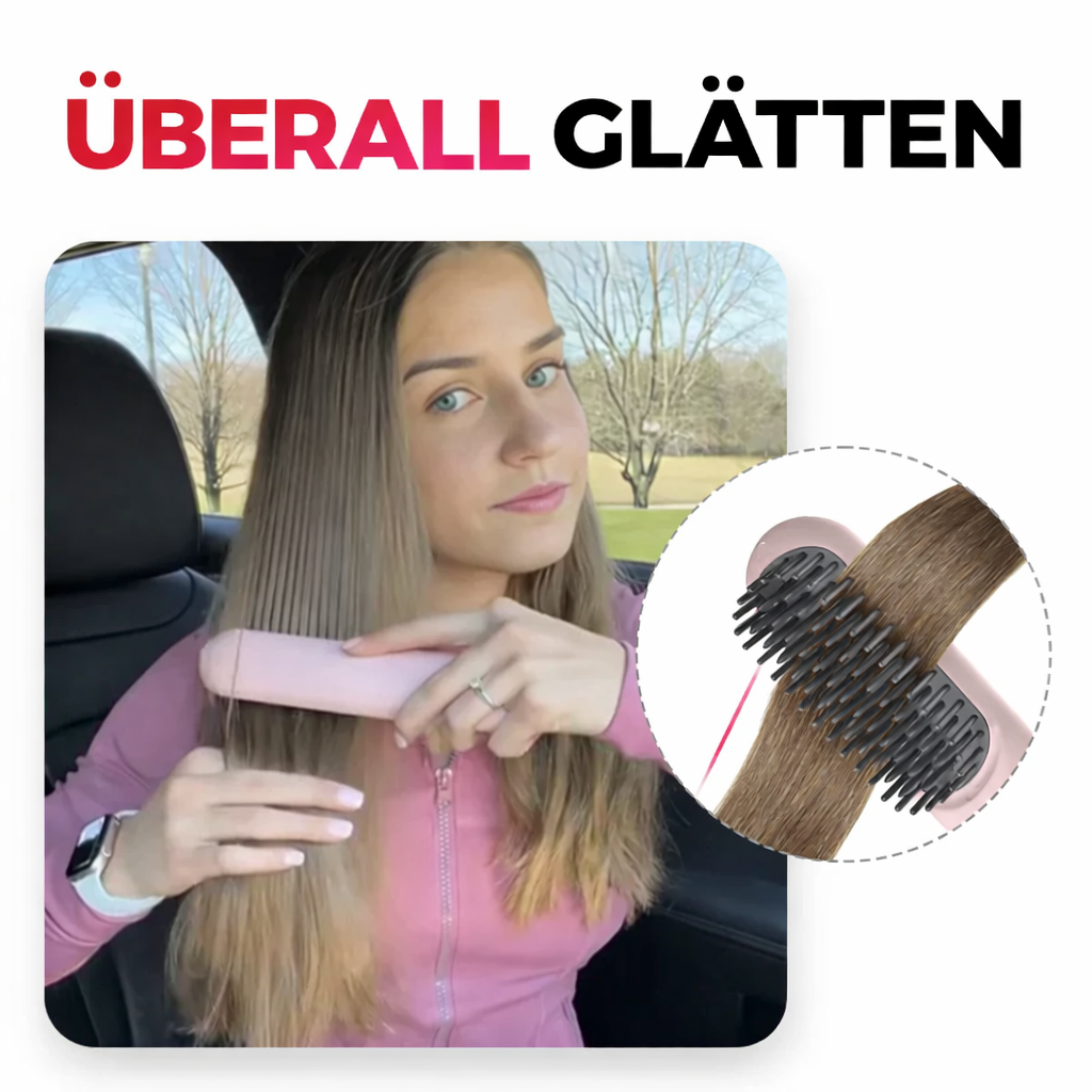 Straightening Brush Wireless Rechargeable Quick-Heat Travel-Friendly