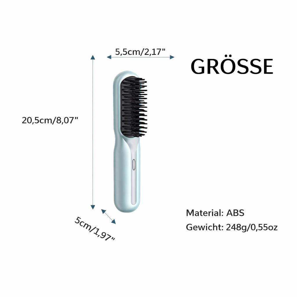 Straightening Brush Wireless Rechargeable Quick-Heat Travel-Friendly