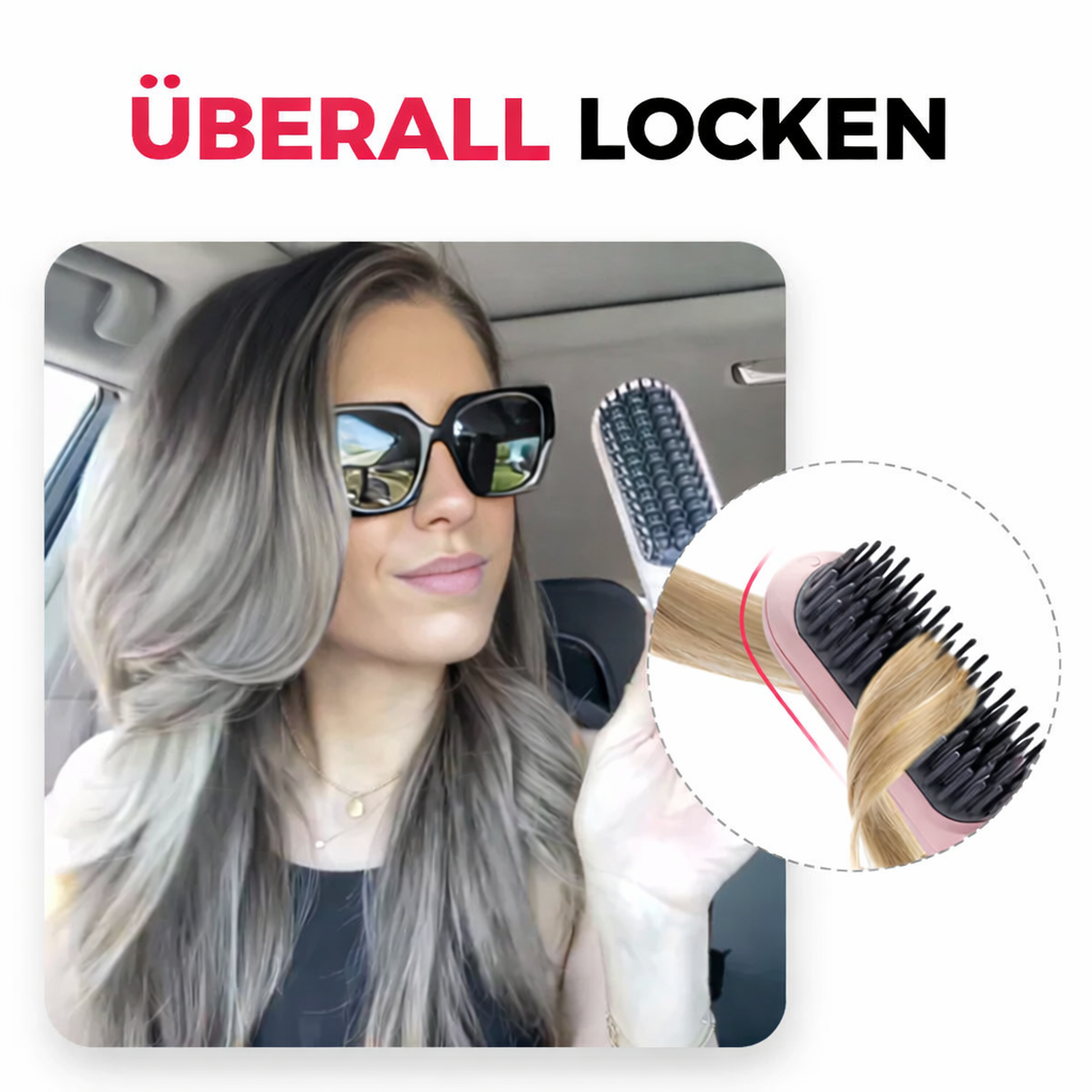Straightening Brush Wireless Rechargeable Quick-Heat Travel-Friendly