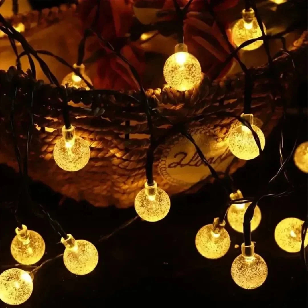 String Lights Solar Powered Crystal Globe Warm White