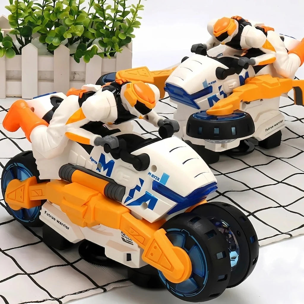 Stunt Bike Transforming To Action Figure Battery-Powered Indoor & Outdoor