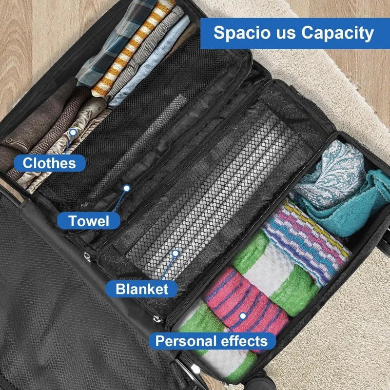 Suitcase Organizer Four Compartments Foldable Hanging Hooks