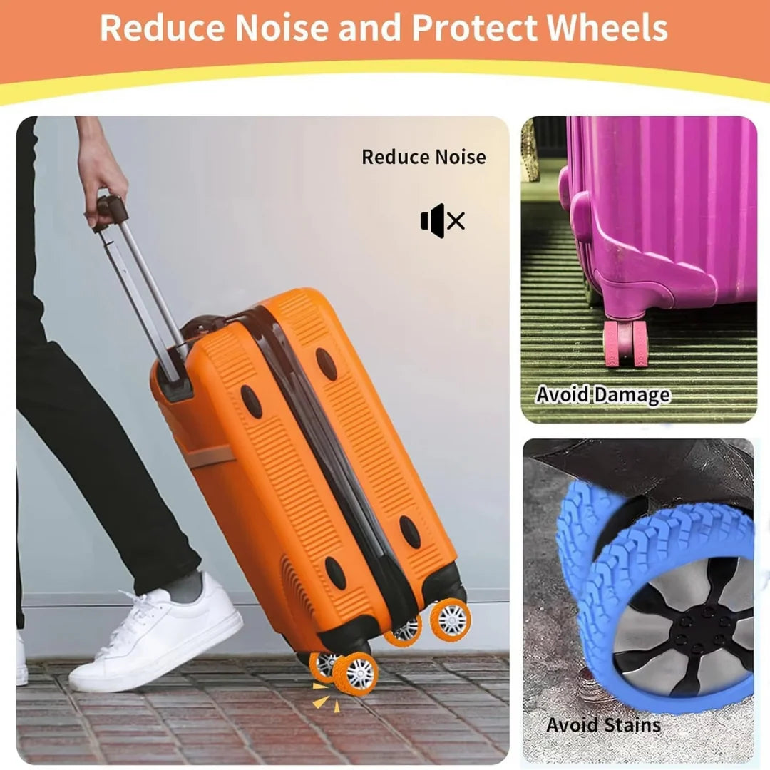 Suitcase Wheel Protectors Noise-Dampening Silicone Set of 8