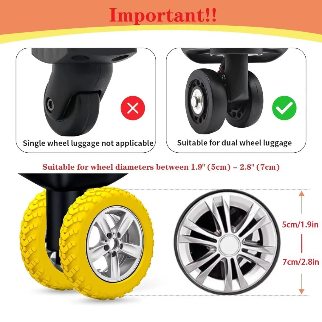 Suitcase Wheel Protectors Noise-Dampening Silicone Set of 8