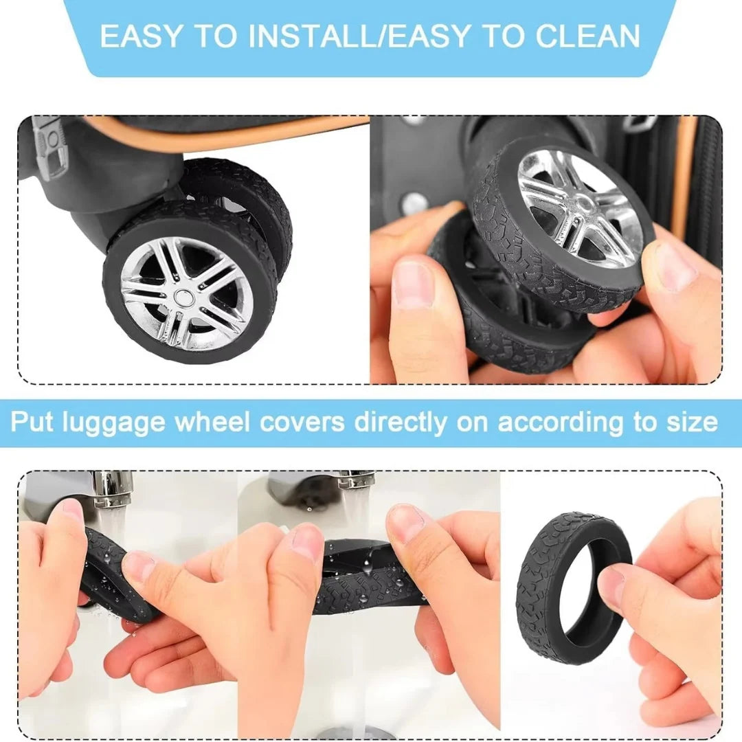 Suitcase Wheel Protectors Noise-Dampening Silicone Set of 8