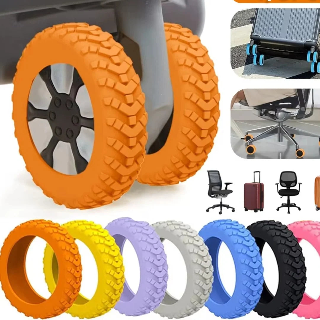 Suitcase Wheel Protectors Noise-Dampening Silicone Set of 8