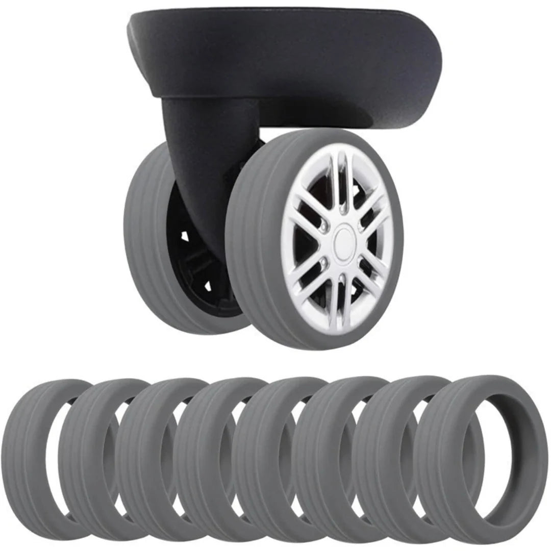 Suitcase Wheel Protectors Noise-Dampening Silicone Set of 8
