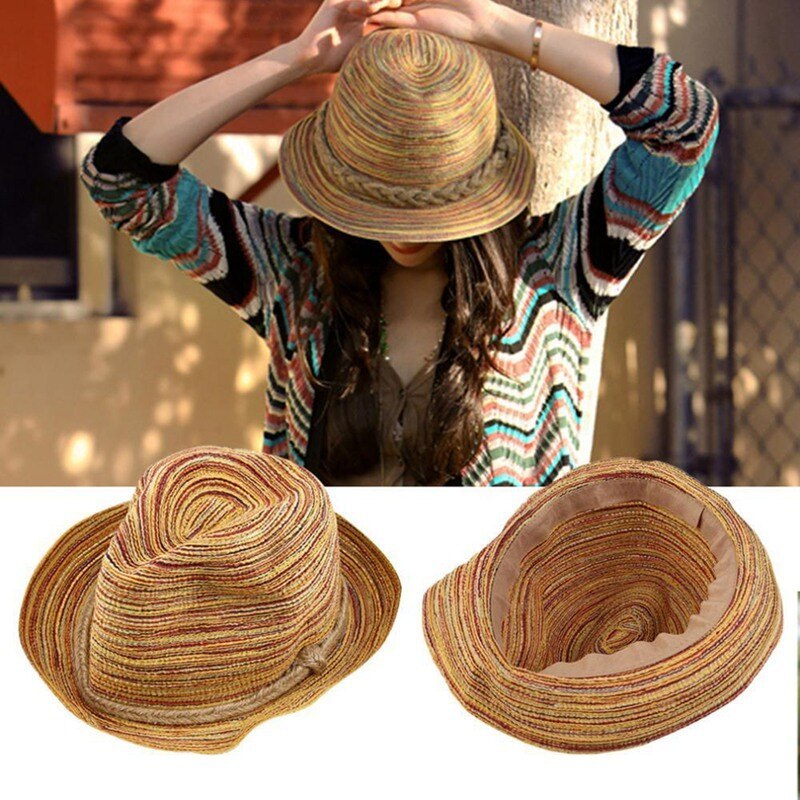 Sun Hat Braided Straw Wide Brim Lightweight & Breathable