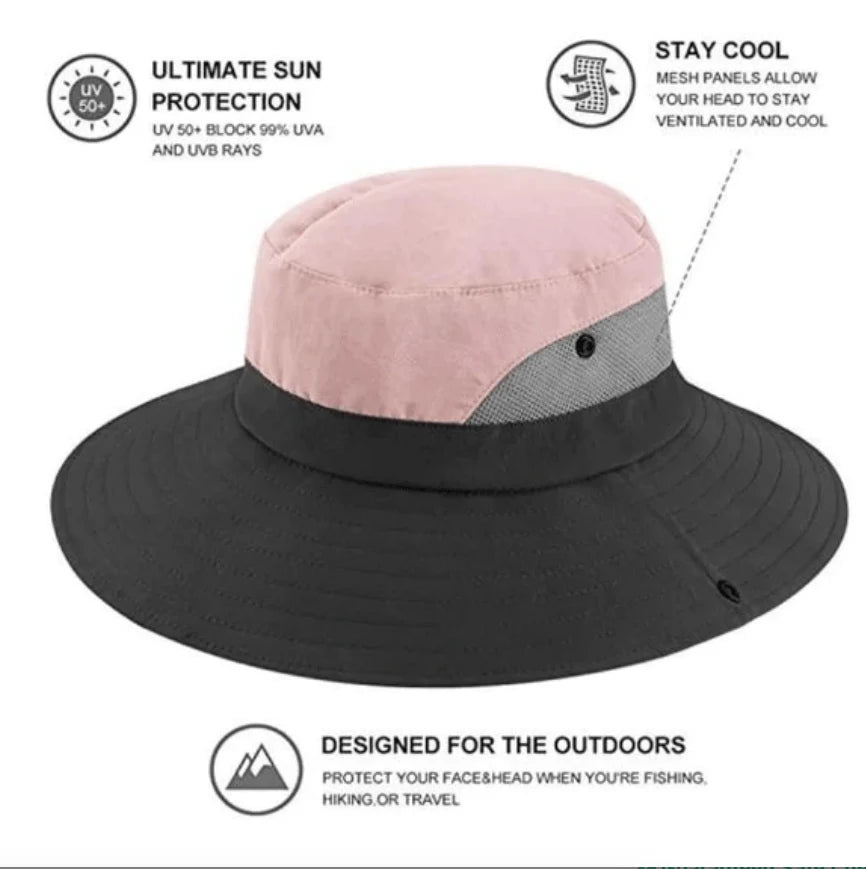 Sun Hat UPF 50 Wide Brim Ponytail Hole