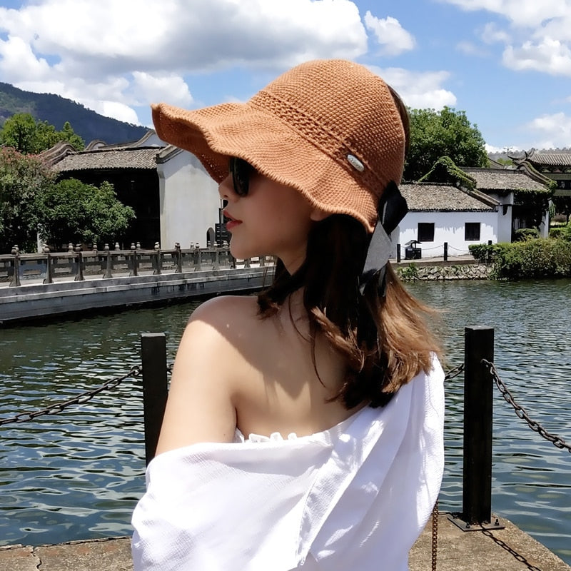 Sun Hat UV Protection Ponytail Opening Rollable