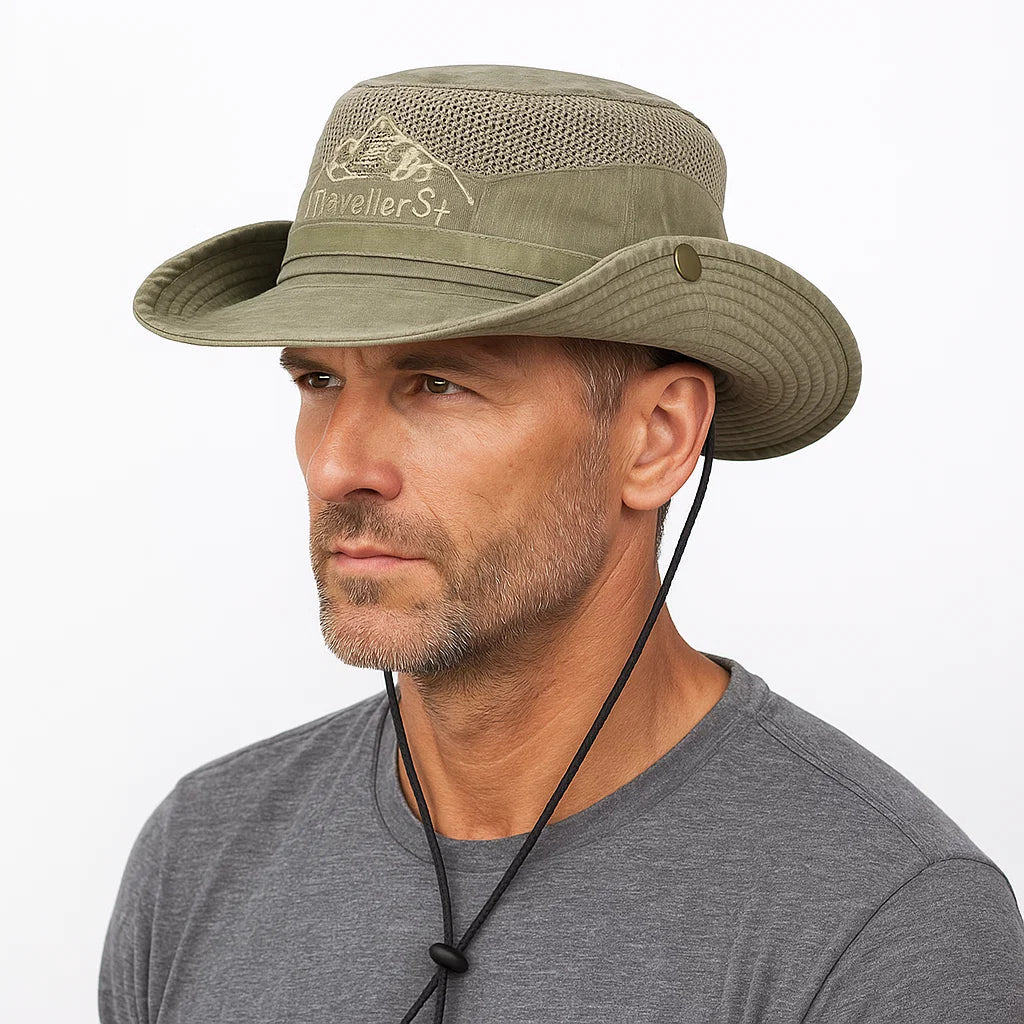 Sun Hat Wide Brim Mesh Ventilation Adjustable Chin Strap
