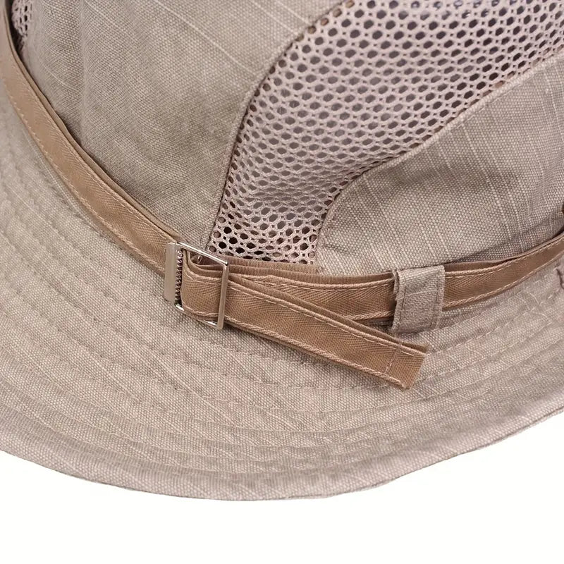 Sun Hat Wide Brim Mesh Ventilation Adjustable Chin Strap