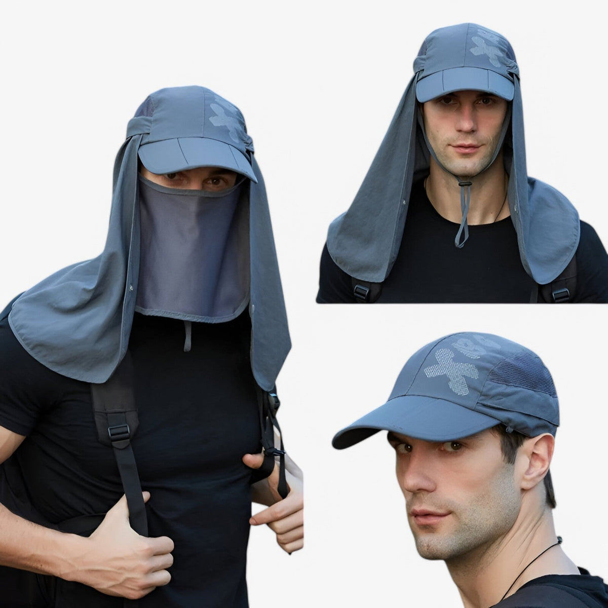 Sun Hat Wide Brim UV Protection Detachable Neck Flap