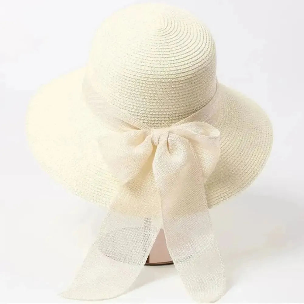 Sun Hat Wide Brim UV Protection Removable Bow