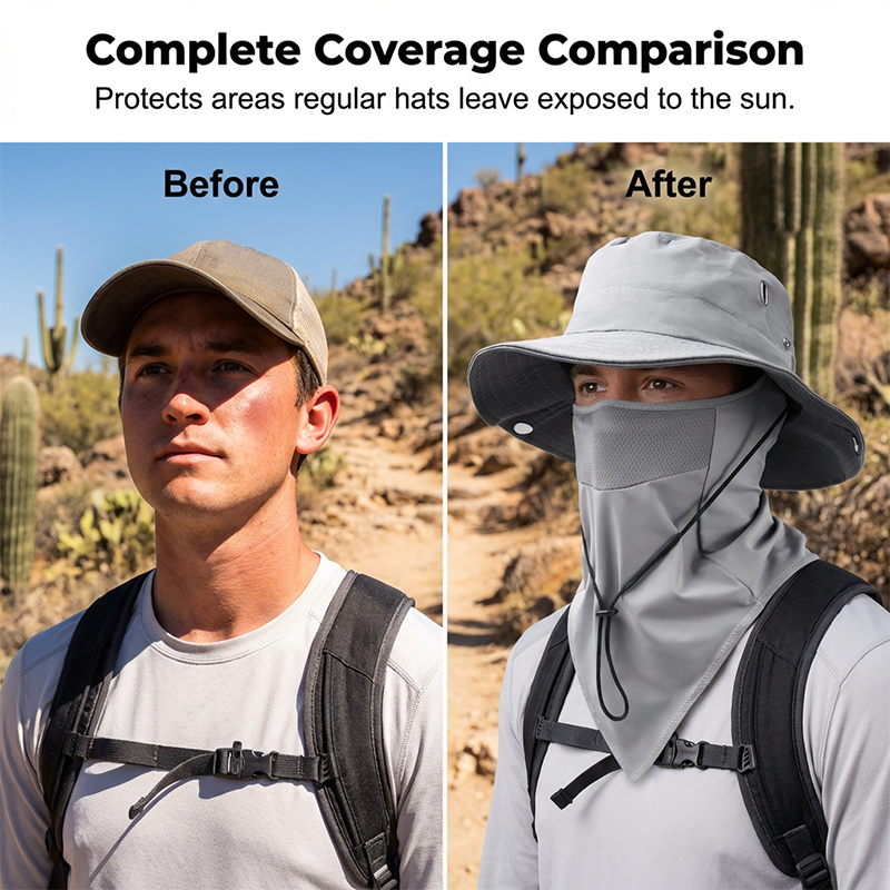 Sun Protection Hat Detachable Face Shield Cooling Mesh Ventilation